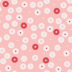 Japanese Spiral Flower Vector Seamless Pattern