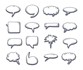 Fototapeta premium Chat bubble element set doodle drawing. Speech Bubble Sketch hand drawn