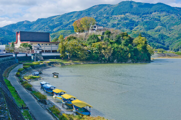 Naklejka premium Cityscapes of Ozu town, Ehime prefecture, Shikoku, Japan.