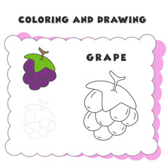 coloring and drawing book element grape. Grape Coloring Book, Coloring Page