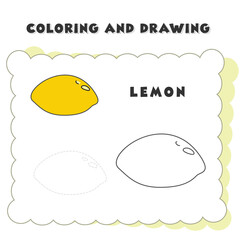coloring and drawing book element lemon. drawing of a strawberry for children's education