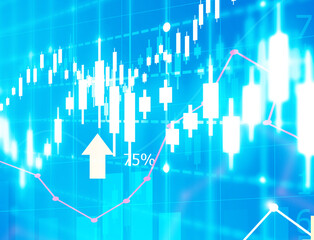 Stock market investment trading graph chart. 3d illustration.