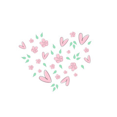 Abstract vector heart with flowers