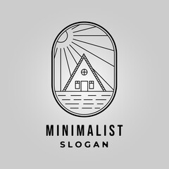 cabin line art logo icon minimalist illustration vector design