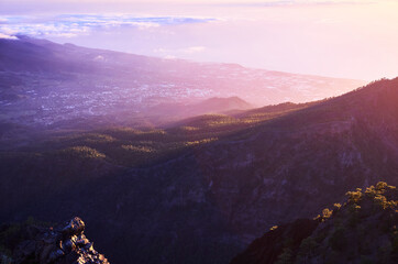 purple Sunset over the west coast of La Palma, Canary Islands