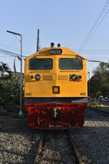 Obraz premium The train is running on the rails.