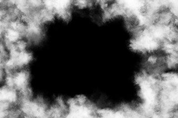 A white smoke frame with a blank space in the middle. White fog frame with copy space for text on...