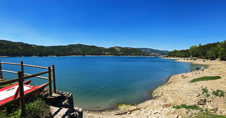 Suviana lake in Bologna mountain coutryside panoramic view, Italy © Francesco	Valenti