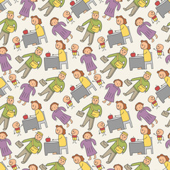 pattern seamless kids with profession doodle element. seamless doodle family pattern