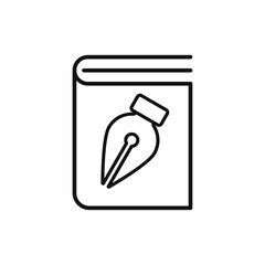 Pen tip on the cover of the book. Vector graphics. Flat design icon