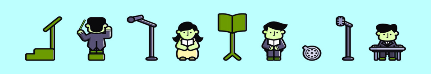 set of choir cartoon icon design template with various models. vector illustration isolated on blue background