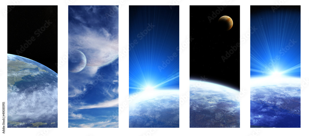 Canvas Prints collection of space banners. 3d render