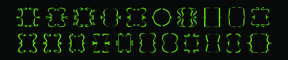 set of brackets cartoon icon design template with various models. vector illustration isolated on black background