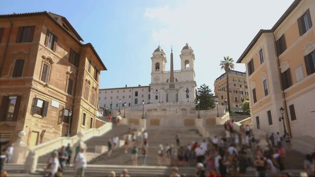 Spanish Steps. People walk along the Spanish Steps. Rome, Italy