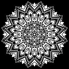 White mandala on black Pattern Stencil Doodles Sketch
