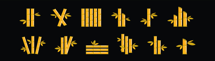 set of bamboo cartoon icon design template with various models. vector illustration isolated on black background