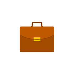 Briefcase vector icon in flat style on white background. Business concept, work.