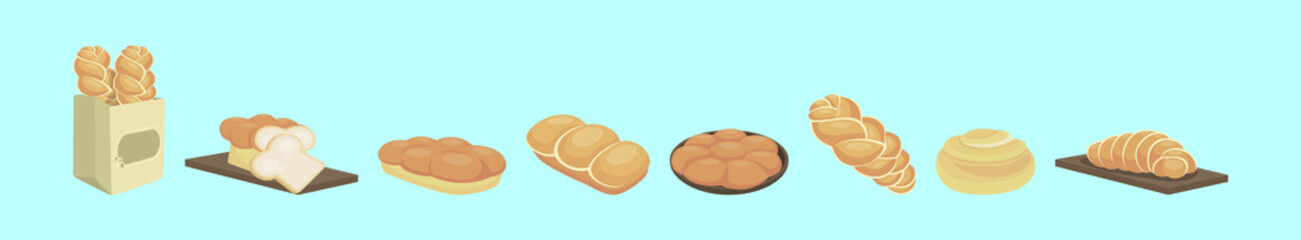 set of breads cartoon icon design template with various models. vector illustration isolated on blue background