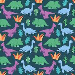 dinosaur seamless pattern. Vector seamless pattern with dinosaur