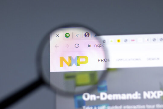 New York, USA - 15 February 2021: NXP Semiconductors website in browser with company logo, Illustrative Editorial.