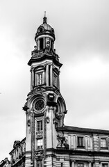 church tower bw