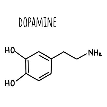 Molecular structural chemical formula of dopamine. Vector hand drawn illustration.