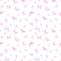 Pastel pink butterfly silhouette seamless repeat pattern