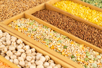 Wooden box with groats