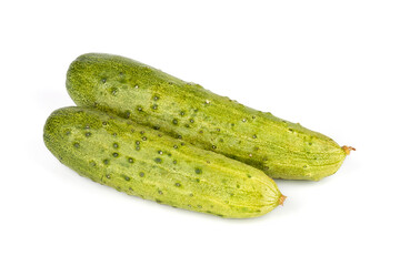 Two green cucumber isolated on a white background
