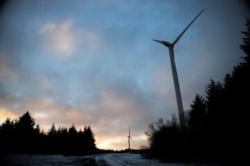 wind turbine at sunset