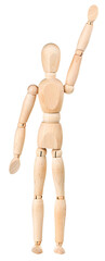 Wooden man figurine isolated on white background. Puppet concept.