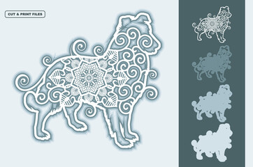 Dog Vector SVG 3D Layered, Eps 10