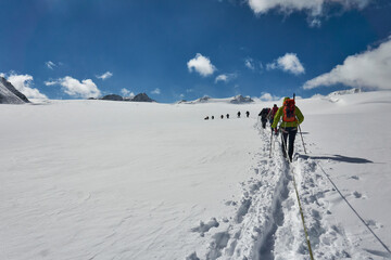 mountaineering group in the austrian alps in Kaunertal glacier 3