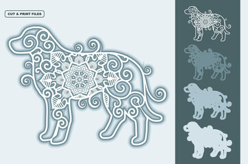 Dog Vector SVG 3D Layered, Eps 10