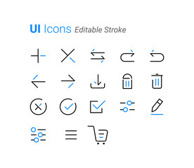 Set of UI Icons for web and mobile. Premium quality graphic design. Modern signs, outline symbols collection, simple thin line icons set for websites, web design, mobile app- Editable Stroke