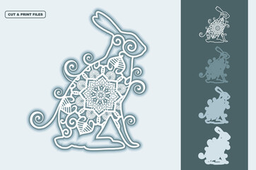 Rabbit Mandala Vector SVG Multilayer