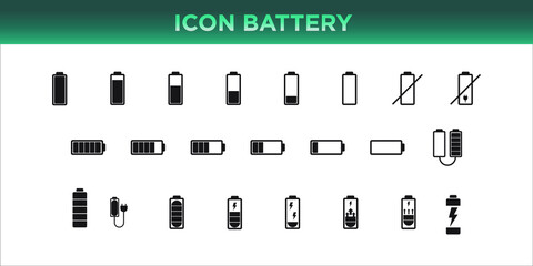 Set Icon of  Battery  vector graphic  