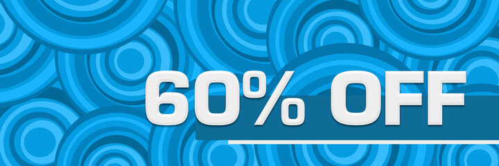 Discount Sixty Percent Off Blue Circular Texture Background Horizontal Text 