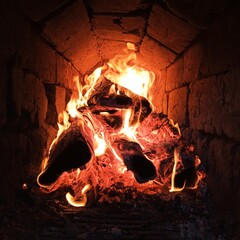 fire in the fireplace