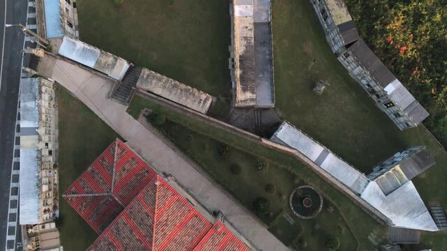An aerial view of the cemetery near Horreo de Arano at Spain in 4K