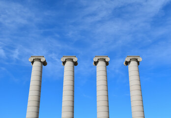 Four stone columns in Barcelona.