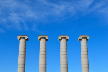 Four stone columns in Barcelona.
