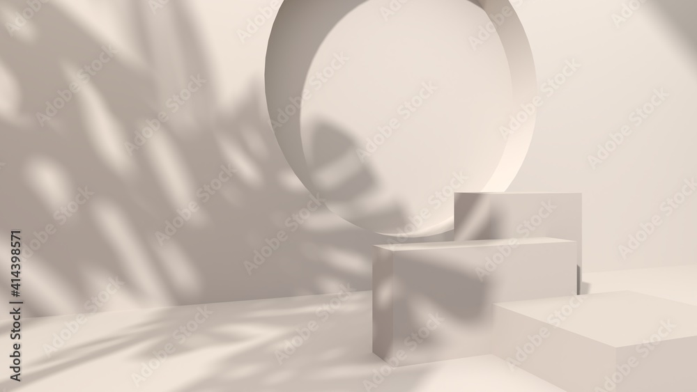 Poster square-shaped concrete on a cream-colored abstract background punch a round hole decorated with the 
