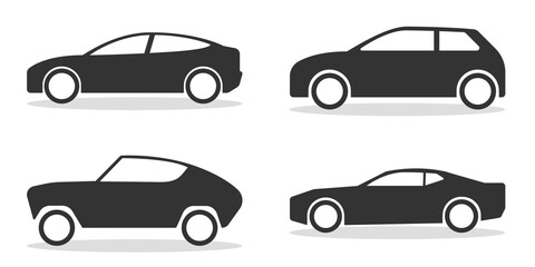 Car. Cars icons, isolated. Black Car vector icons. Automobile. Vector illustration