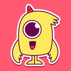 cute monster cartoon doodle design for coloring, backgrounds, stickers, logos, symbol, icons and more