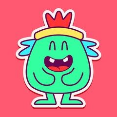 cute monster cartoon doodle design for coloring, backgrounds, stickers, logos, symbol, icons and more