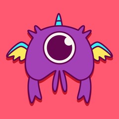 cute monster cartoon doodle design for coloring, backgrounds, stickers, logos, symbol, icons and more