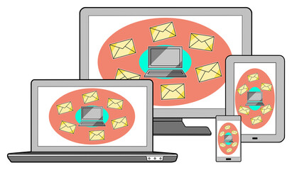 Email concept on different devices