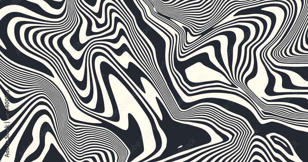Poster optical art abstract background. modern minimalist pattern. striped lines monochrome illustration. w