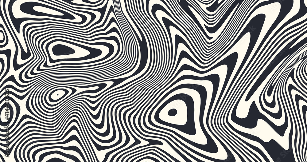 Aufkleber Psychedelic art vector design. Optical illusion striped lines background. Abstract liquid pattern.